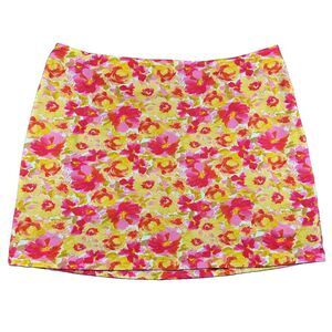 Old Navy Pixie Stretch Skirt Yellow Pink Floral Print Women's Plus Size 2X NWOT